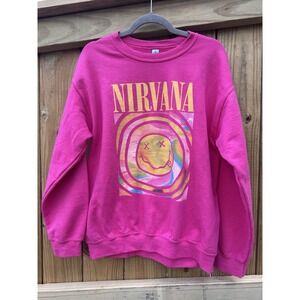 Pink Nirvana Loose Pullover Sweatshirt Women Size Medium‎